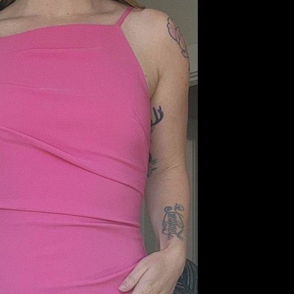 XS Pink Mini Dress with Side Ruching - Picture 4 of 6